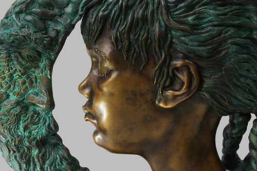 The sculptor Artem Medvedev. Contemporary sculpture. Fragment 1. Defender. 2015, 35 x 33 x 19 cm, bronze, granite