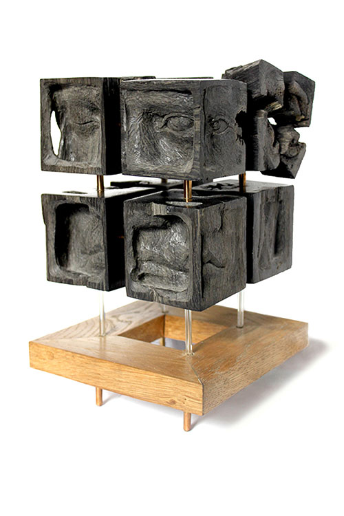 The sculptor Artem Medvedev. Modern sculpture. Wooden sculpture. The molecule. 2011, 26,5 x 16,5 x 17 cm, oak fumed oak glass bronze