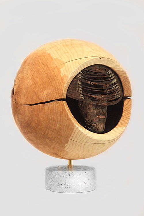 The sculptor Artem Medvedev. Contemporary sculpture. The perishable captivity. 2016, 60 x 46 x 45,5 cm, ash copper shell rock