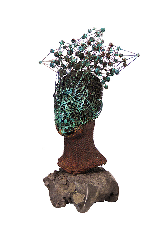 Скульптор Артем Медведев. Современная скульптура. Погружение. 2021, 55 x 37 x 30, медь, сварной металл, камень