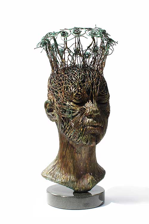 The sculptor Artem Medvedev. Contemporary sculpture. Creation. 2018, 41 x 20 x 21 cm, copper, granite